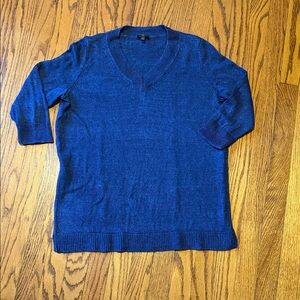 Talbots Women's Deep Blue V-Neck Sweater Size XL (runs small)